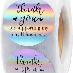 Holographic Thank you for supporting my small business stickers -50 stickers